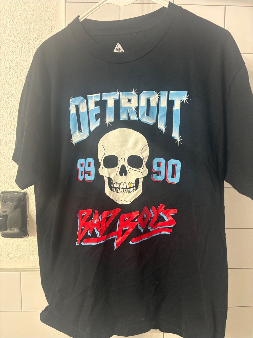 Detroit 90’s Bad Boys Graphic Tee - Black with Blue & Red Print